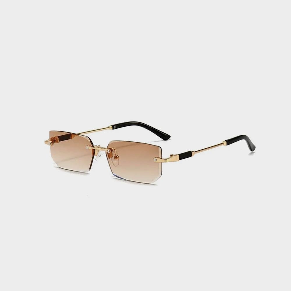 Rimless Sunglasses Rectangle Fashion Popular Women Men Image 3